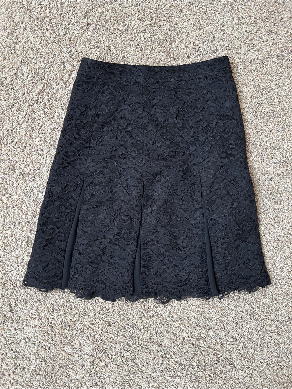 Tory Burch Black Floral Lace Midi Skirt